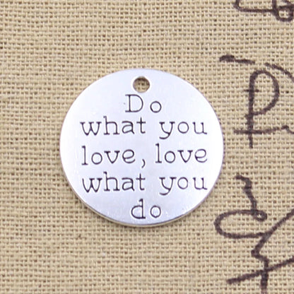 6Pc Antique Silver Do What You Love Charms Diy Crafts 24Mm