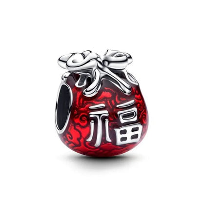 Festive Charm 925 Sterling Silver Christmas Bell Trojan Candy Zircon Bead for Bracelet and Necklace DIY Fine Jewelry Gift
