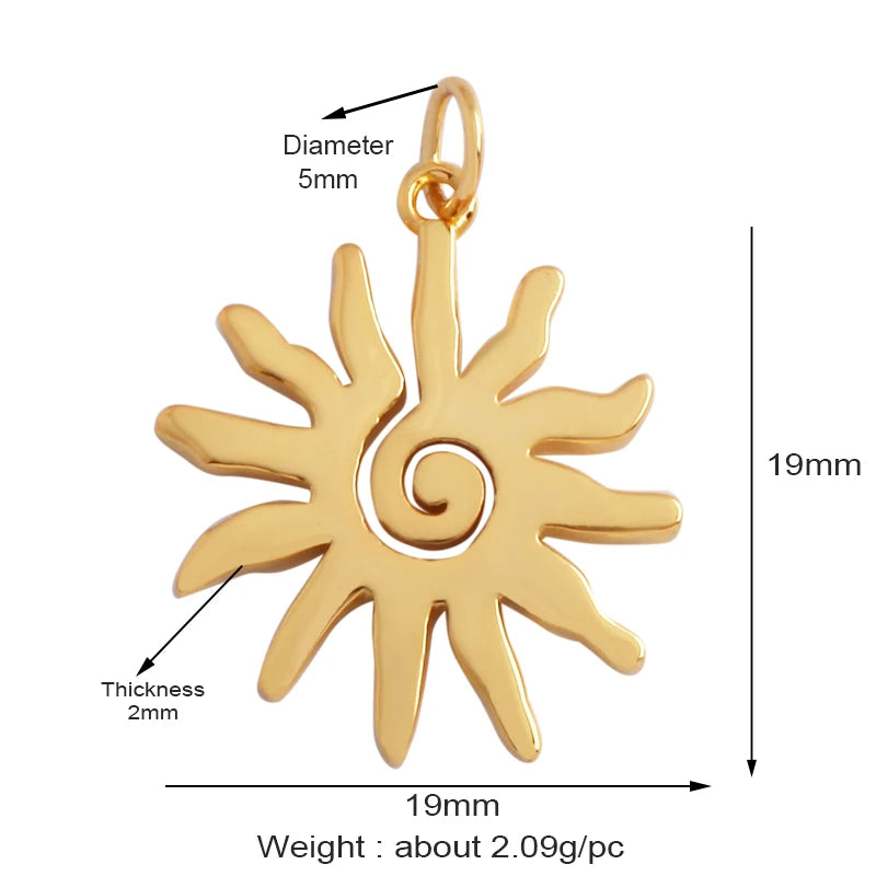 Gold-Plated Celestial Moon Star Charm Pendant with Cubic Zirconia for Jewelry Making