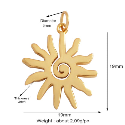 Gold-Plated Celestial Moon Star Charm Pendant with Cubic Zirconia for Jewelry Making