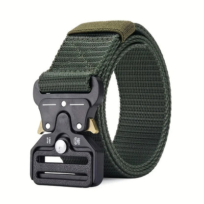 Men's Belt Outdoor Multi Function High Quality Canvas Belt StyleA-Green 120cm