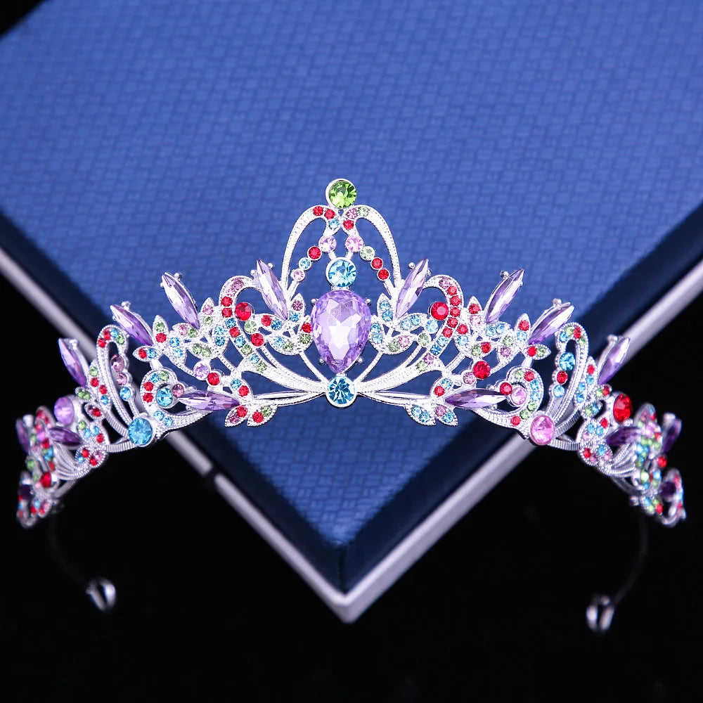 Multicolor Rhinestone Tiara - Top-Rated Crystal Crown Hair Accessory for Women Silvery Multicolor