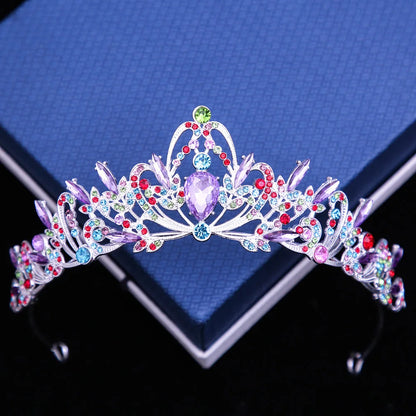 Multicolor Rhinestone Tiara - Top-Rated Crystal Crown Hair Accessory for Women Silvery Multicolor