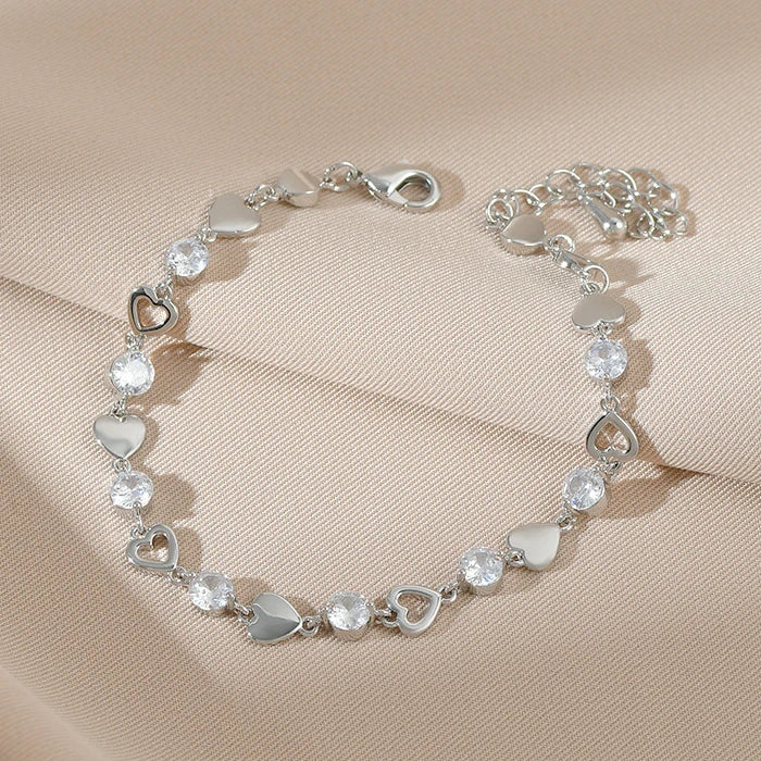 Timeless Elegance: 925 Sterling Silver Heart Tassel Bracelet for Women