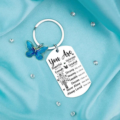 Personalized Christian Keychain Gift for Women and Teens - Inspirational Bible Verse for Mom and Best Friend
