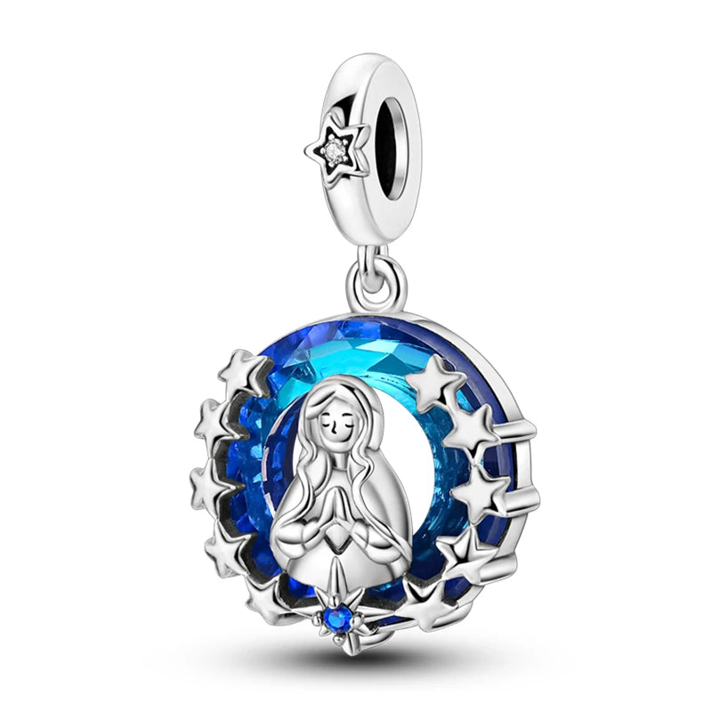 Sterling Silver Angel Mother Friendship Charm Beads for DIY Bracelets wKJC1199