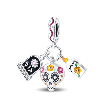 Sterling Silver Halloween Skull Bat Pumpkin Charm Pendant for DIY Jewelry SMC6153