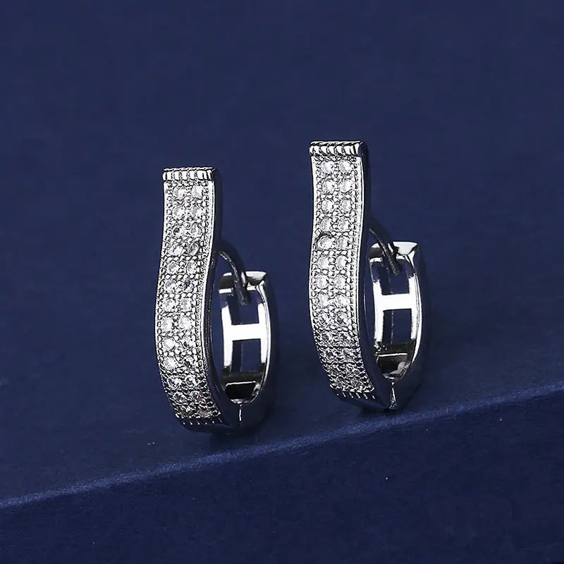 Sterling Silver CZ Crystal Plant Stud Earrings for Women and Teens