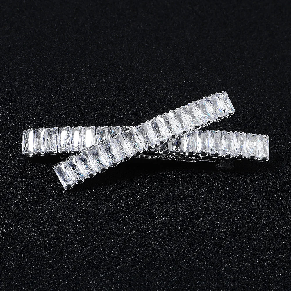 Elegant Cubic Zirconia Leaf Hair Clips for Bridal and Wedding Style
