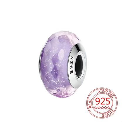 925 Sterling Silver Purple Star Animal Heart Flower Charms Beads for DIY Necklace and Bracelet Jewelry Gift