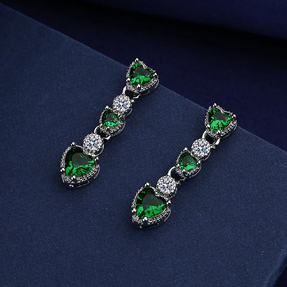 Sterling Silver CZ Crystal Plant Stud Earrings for Women and Teens