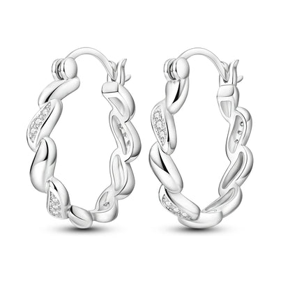 925 Silver Geometric Hoop Earrings for Women with Zircon Moon and Heart Design Fashion Jewelry Gift