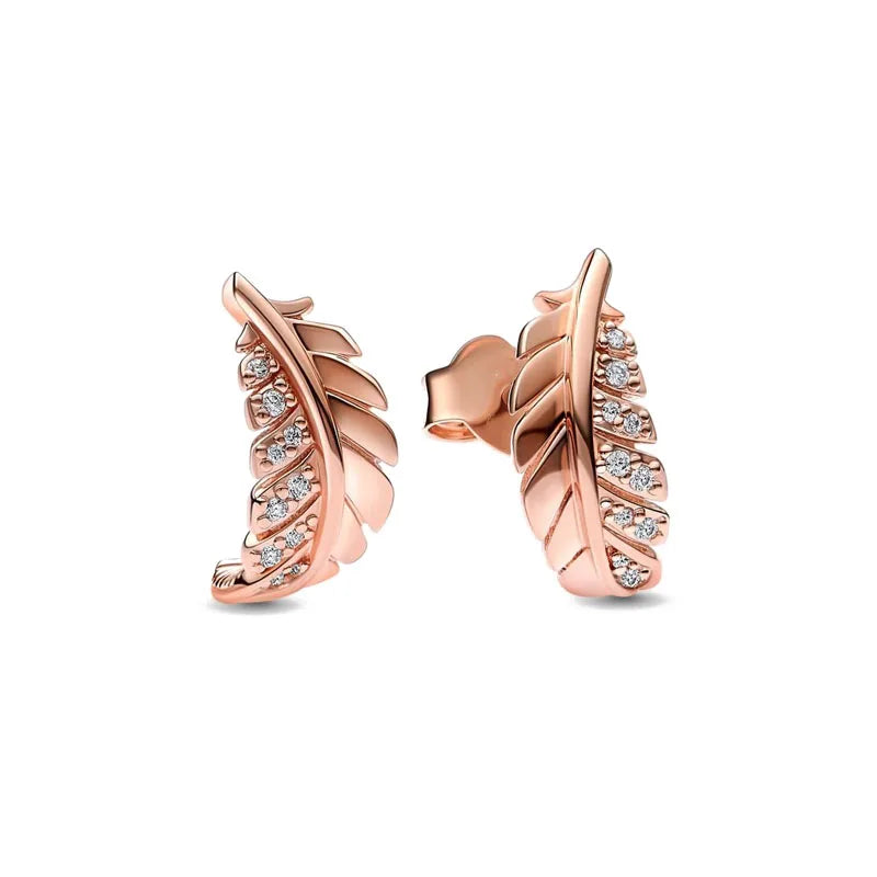 Hot Selling 925 Silver Square Leaf Sun and Moon Shaped Earrings Perfect Gift for European Women P1528