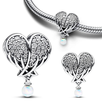 Sterling Silver 925 Angel Wing Heart Bird Charms for Bracelets and Necklaces Women's Fine DIY Jewelry Gifts