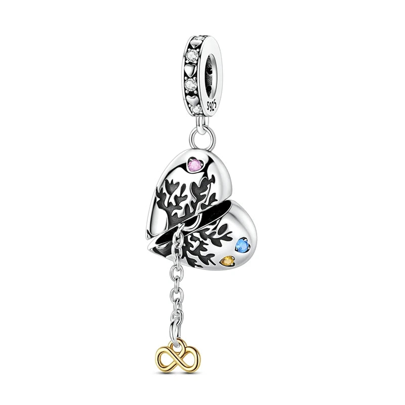 925 Sterling Silver Love Starry Sky Cat Paw Charms Beads
