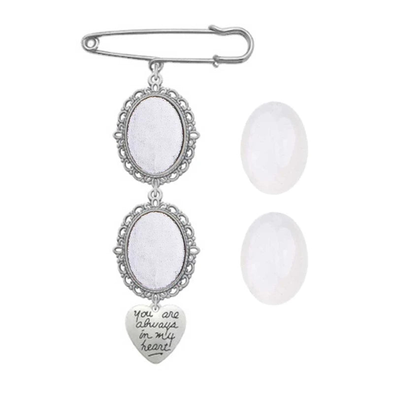 DIY Wedding Bouquet Photo Charm Kit with Elegant Lacy Frame Brooch