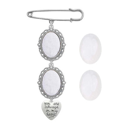 DIY Wedding Bouquet Photo Charm Kit with Elegant Lacy Frame Brooch