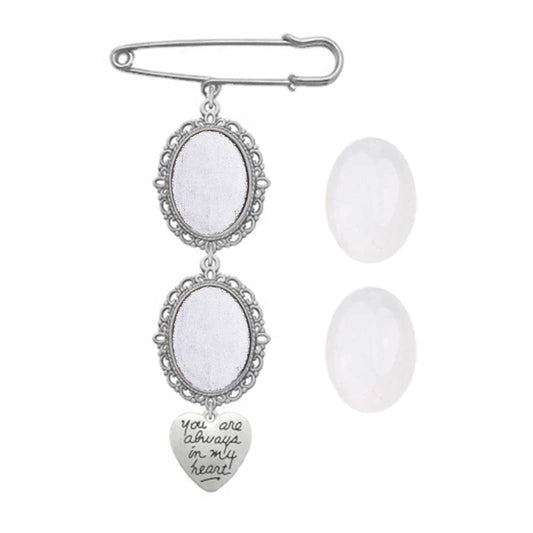 DIY Wedding Bouquet Photo Charm Kit with Elegant Lacy Frame Brooch