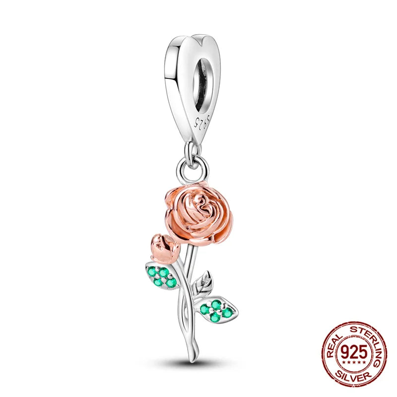 Elegant Sterling Silver Purple Flower Beads for DIY Jewelry and Charm Bracelets