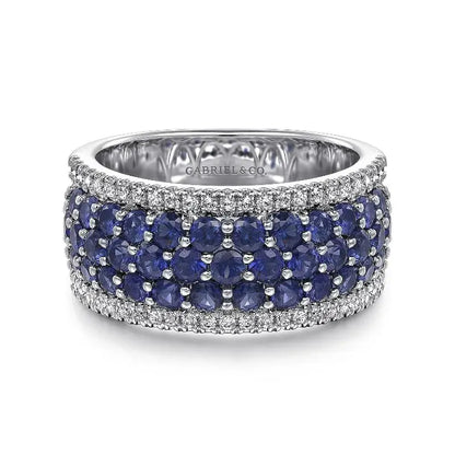 Luxury Silver Color Round Ring for Women with Blue Stones Fashion Jewelry