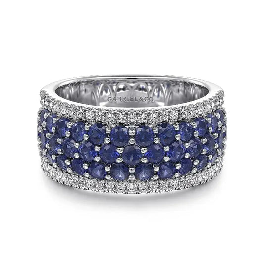 Luxury Silver Color Round Ring for Women with Blue Stones Fashion Jewelry