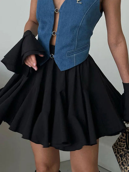 Summer White High Waist Mini Skirt Ruffle For Women