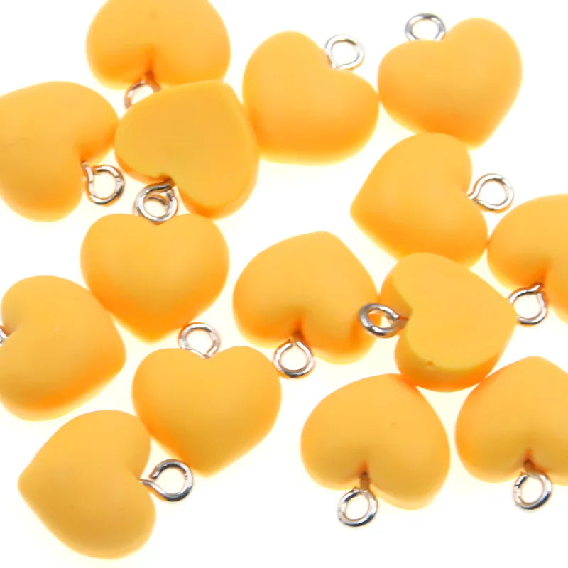 Sweet Bell 9 Color Resin Heart Charms Set for DIY Jewelry and Accessories
