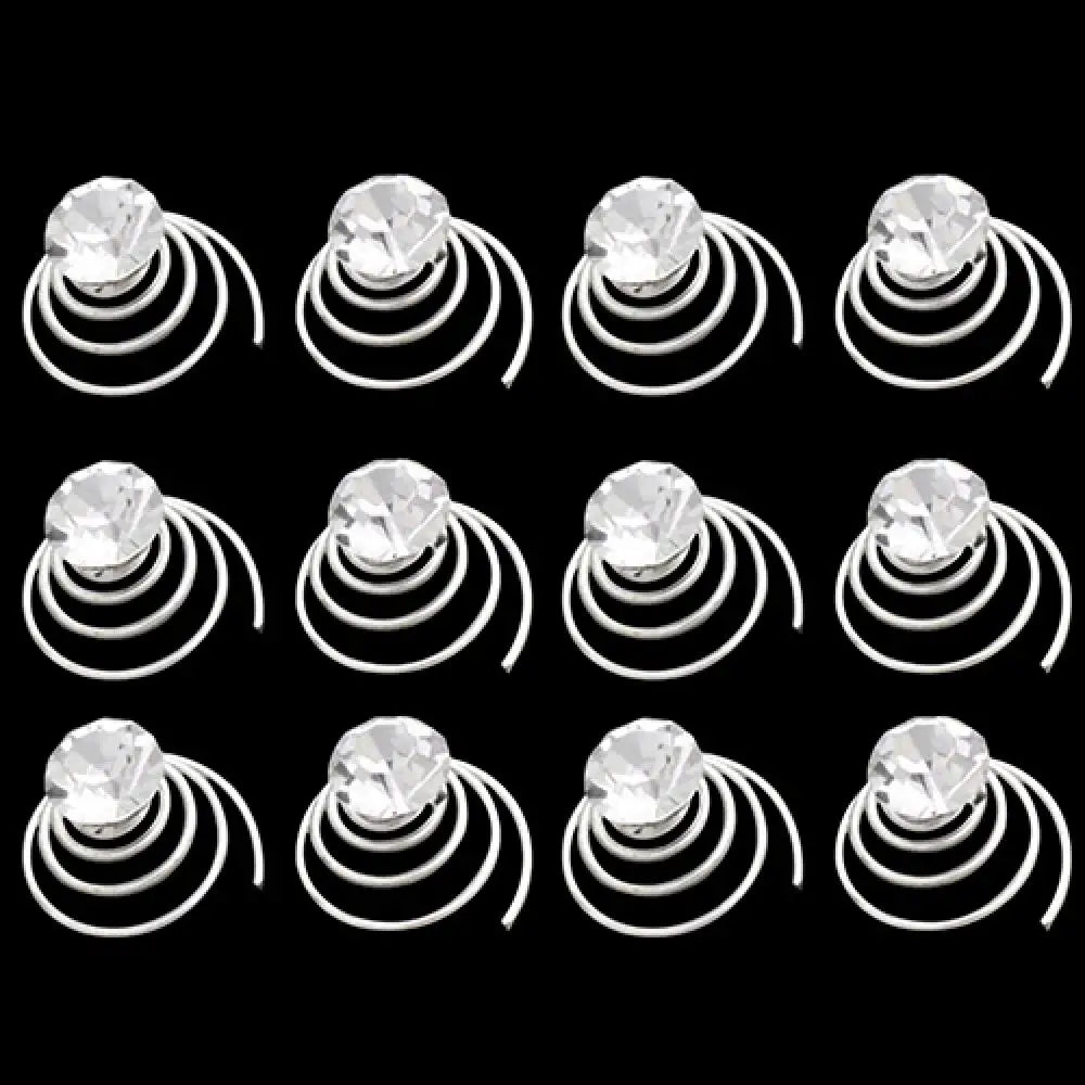 Elegant Bridal Rhinestone Spiral Hair Pins with Crystal Flowers for Wedding Hairstyles