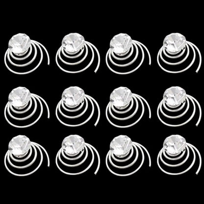 Elegant Bridal Rhinestone Spiral Hair Pins with Crystal Flowers for Wedding Hairstyles