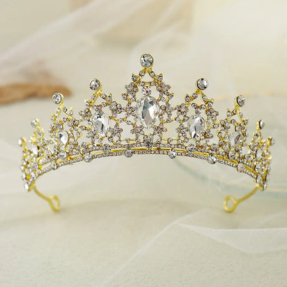 Elegant Crystal Bridal Tiara Crown for Weddings Silver Diadem Veil Headpiece Jewelry