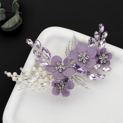 Vintage Chinese Wedding Red Hairpins Bridal Flower Crystal Headpiece for Women