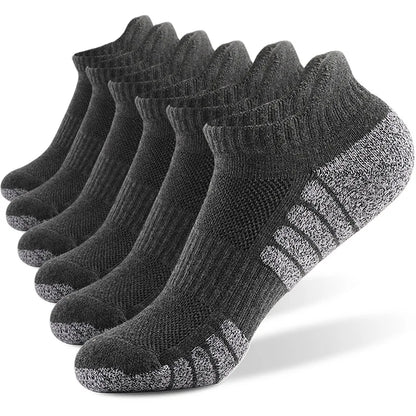 6 Pairs Mens Running Socks Terry Cushion Non Slip 35 To 47