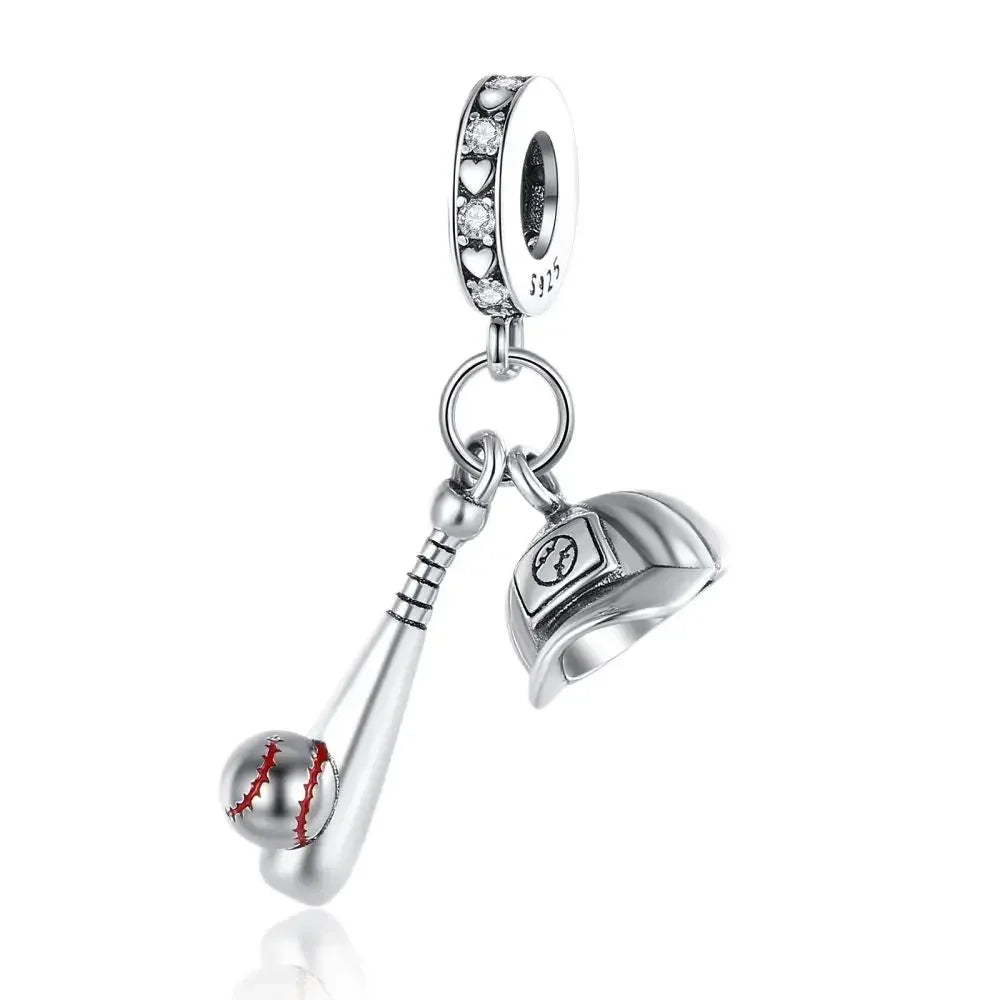 Original 925 Sterling Silver Sports Ball Charms Earrings Beads Pendants for Bracelet Necklace Jewelry Gift