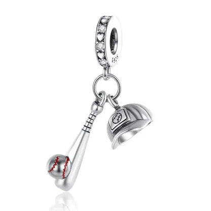 Original 925 Sterling Silver Sports Ball Charms Earrings Beads Pendants for Bracelet Necklace Jewelry Gift