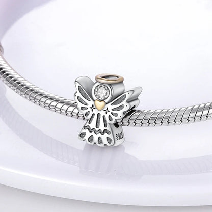 925 Sterling Silver Charms Pendant Set for Bracelets Angel Devil's Eye Fatima's Hand Cross Women's Jewelry Gift