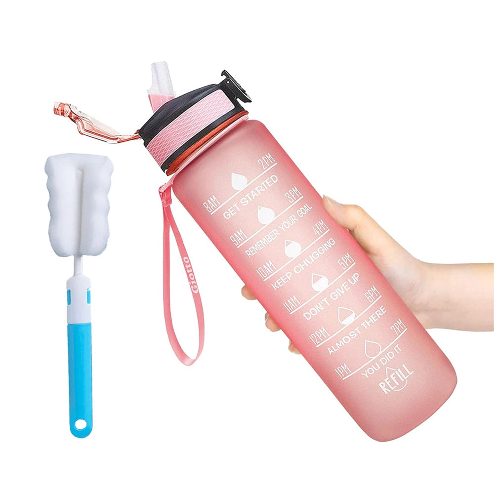 32 Oz Motivational Water Bottle With Straw And Strap