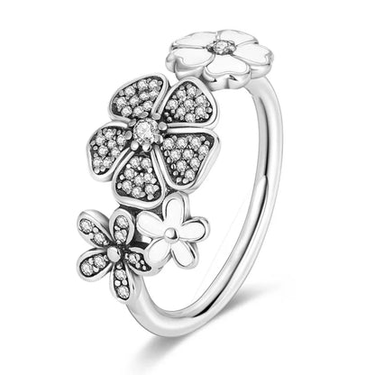 Silver Plated Luxury Stackable Ring with Infinite Flower Design and Zircon for Women Engagement and Wedding Parties APTR046