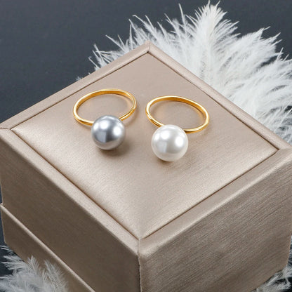 Elegant Gold Color Pearl Ring for Women - Classic Bridal Jewelry Gift