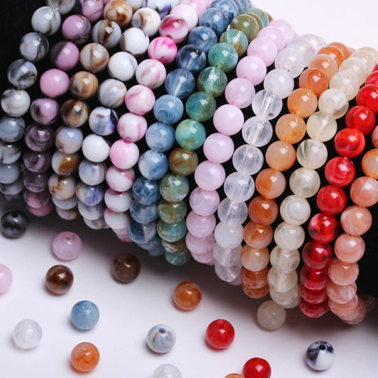 Fashion Round Resin Beads 8mm Imitation Jade for Jewelry Making 50 Pcs