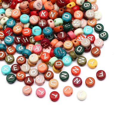 Gold Color Acrylic Spacer Beads with Black Letter Charms for Jewelry Making and DIY Crafts
