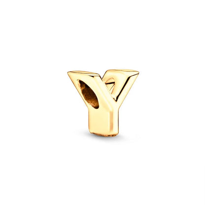 Gold Plated A To Z Alphabet Charm Beads For 925 Bracelet