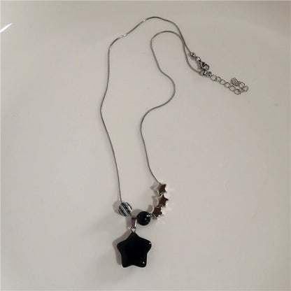 Kpop Goth Y2K Star Pendant Silver Chain Necklace for Unisex Grunge Emo Fashion