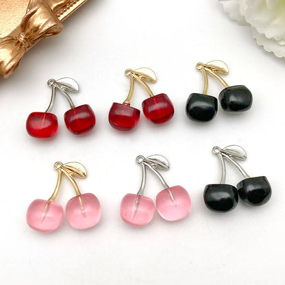 3D Resin Cherry Charm Set for Jewelry Making - Cute and Romantic Craft Accessories