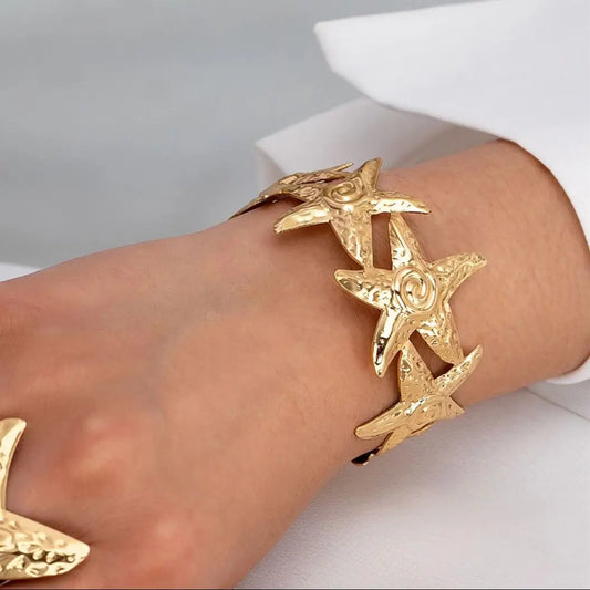 Vintage Metal Starfish Charm Bracelets for Women Beach Party Accessories