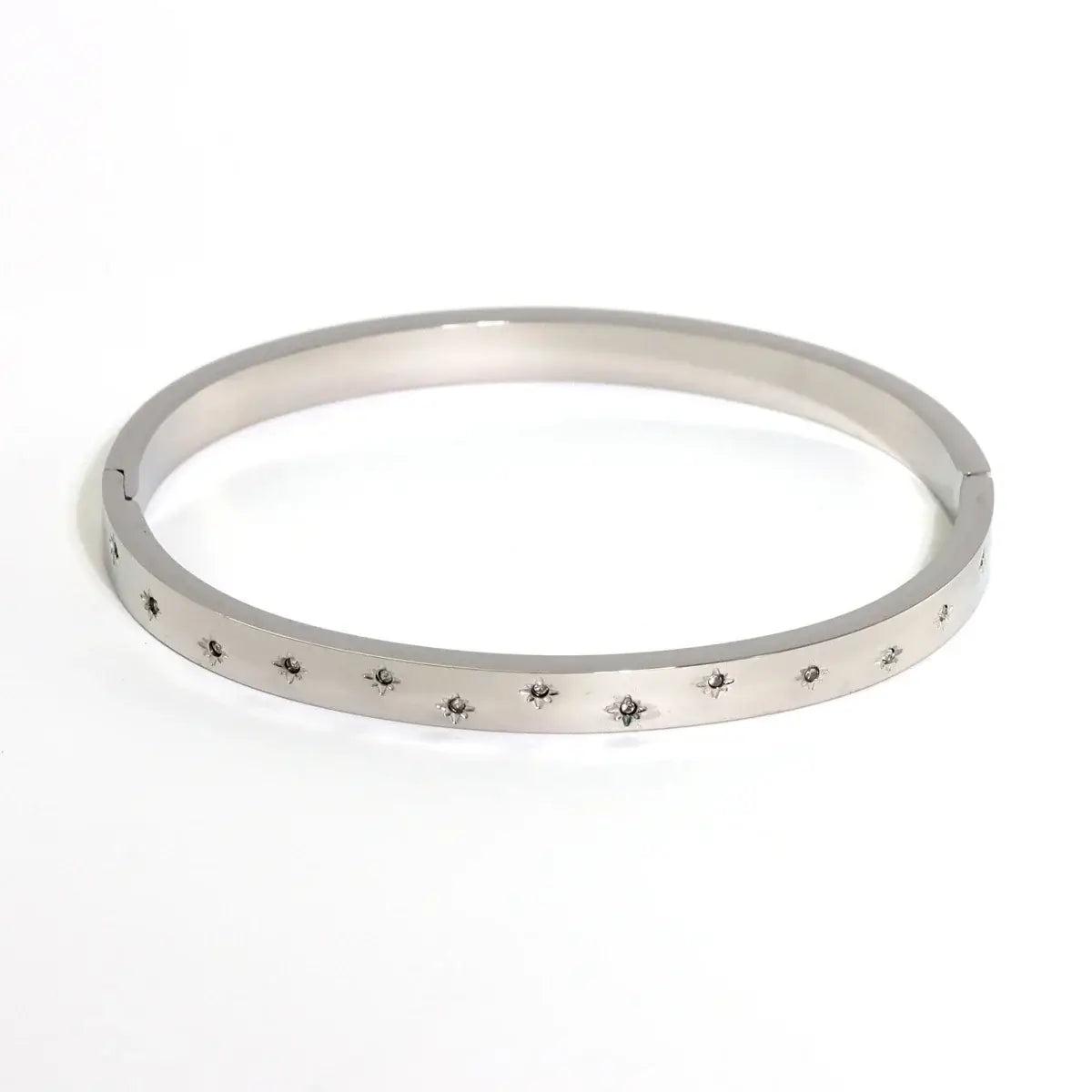 New Waterproof Cubic Zirconia Heart Flower Bangles Jewelry for Women BR8382-Silver CHINA