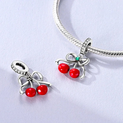 Sterling Silver Cat and Flower Heart Charm for DIY Bracelet Jewelry KTC1668
