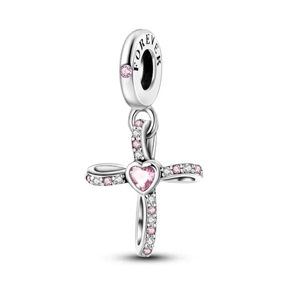 Romantic 925 Sterling Silver Lipstick Charm Pendant with Zircon for Womens Bracelets Necklaces DIY Jewelry Gift