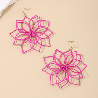XIALUOKE Exquisite Metal Flower Dangle Earrings For Women Elegant Party Jewelry Gift