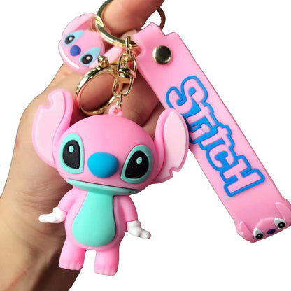 Kawaii Anime Disney Keychain Set Featuring Mickey Mouse, Minnie, Lilo & Stitch