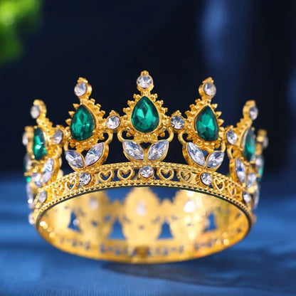 Elegant Baroque Rhinestone Crown Headdress for Weddings and Celebrations